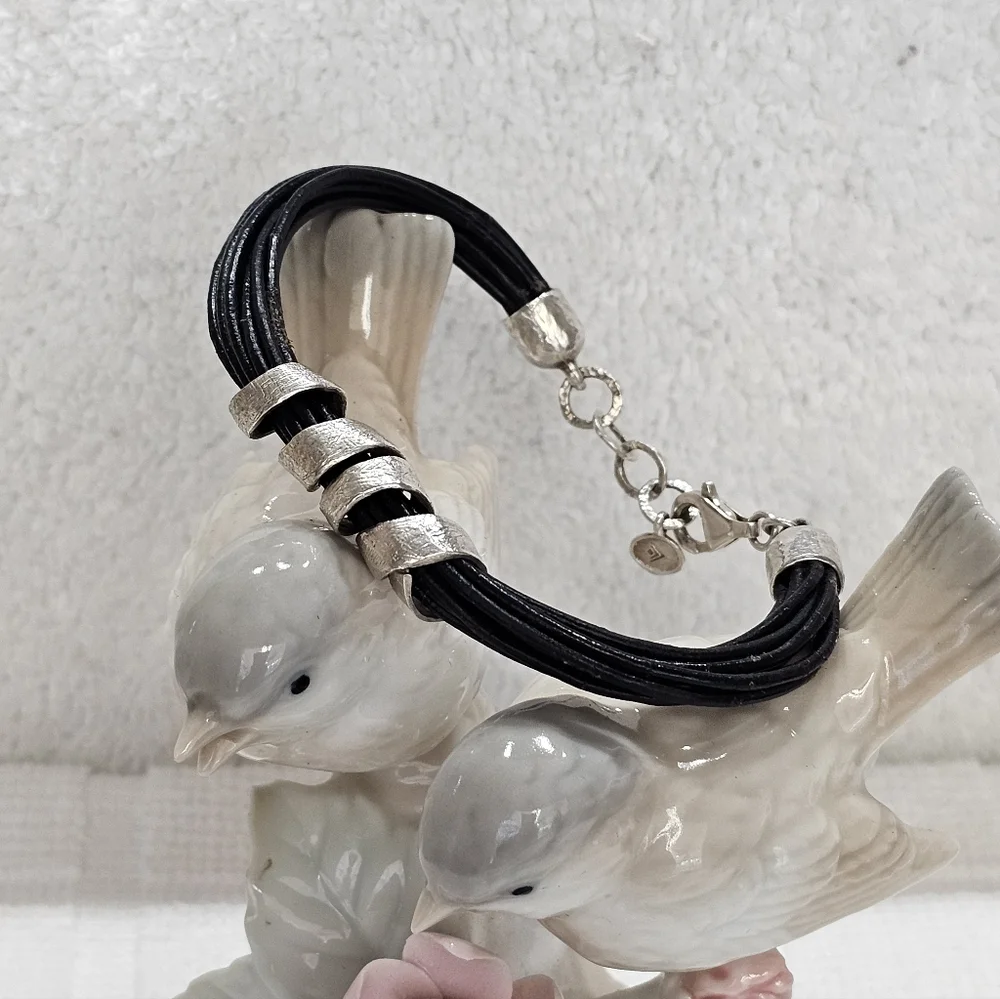 Silpada Leather and 925 Silver Bracelet Adjustable - Picture 7 of 16